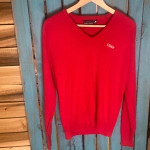 Vintage USAir employee v neck sweater size medium red embroidered Made in USA